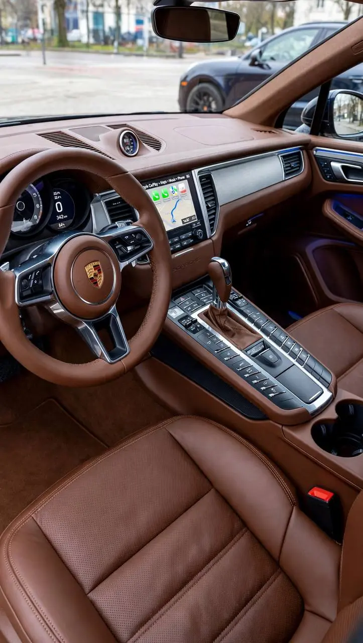 Recovered premium brown leather vehicle interior